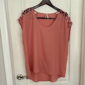Women's Pink Top with Lattice Sleeves